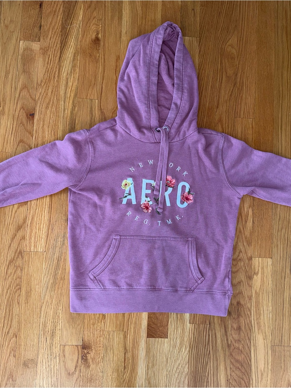 Aeropostale Dusty Rose/Pink Pullover Hoodie with Floral AERO Graphic